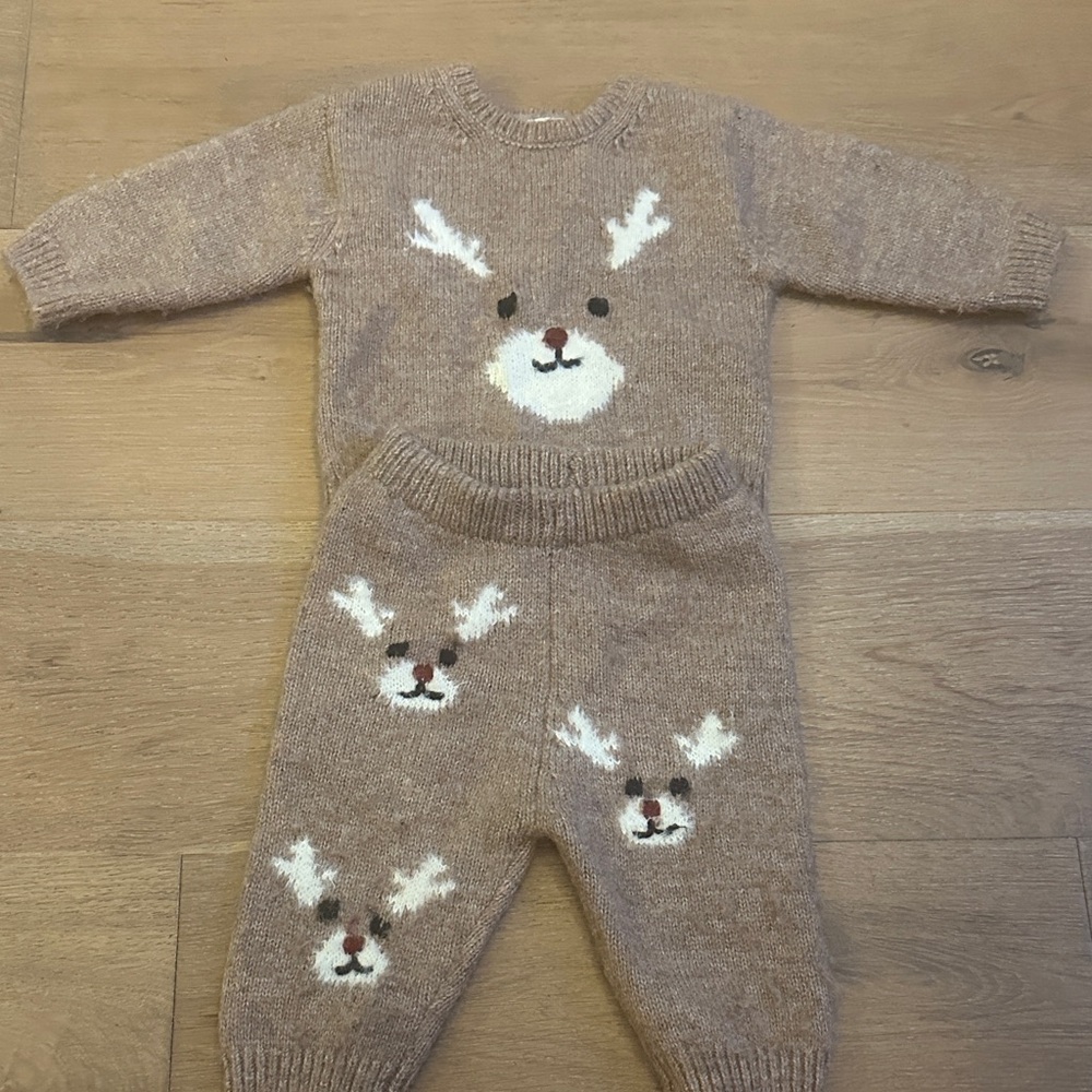 Zara Kids Brown Reindeer Matching Set
